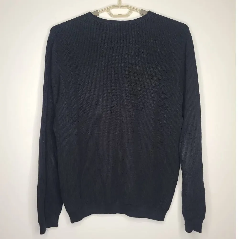 Tommy Bahama black cotton v-neck long sleeve pullover shirt - large